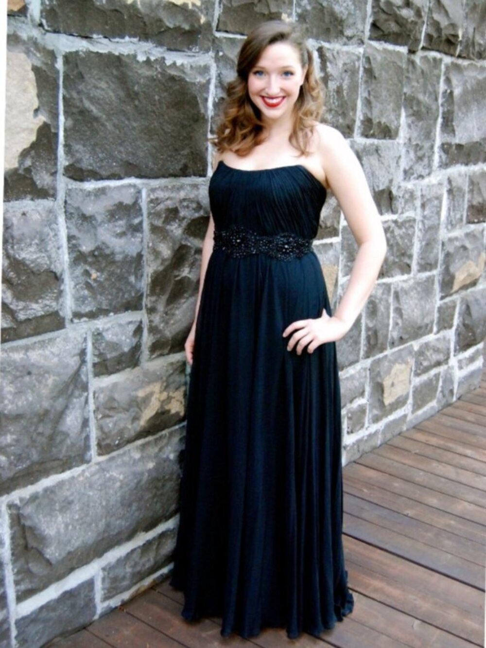 EUC Theia Black Beaded Fit and Flare Flowy Gorgeous Gown - Women's 10